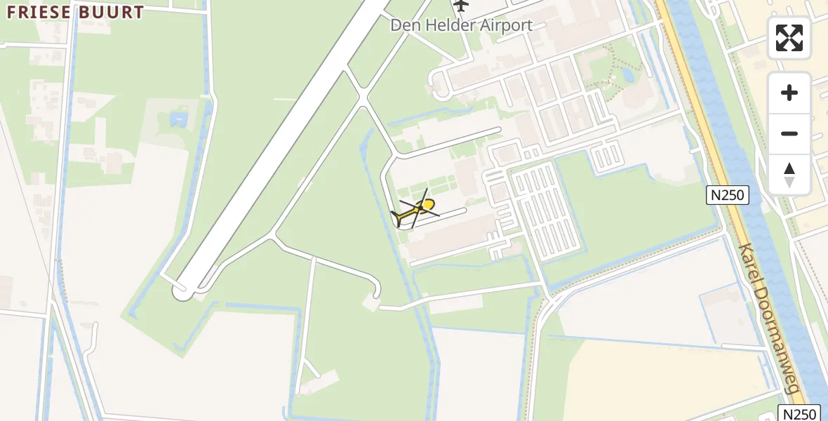 Routekaart van de vlucht: Kustwachthelikopter naar Vliegveld De Kooy