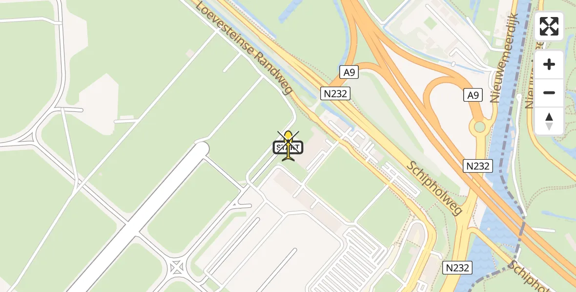 Vluchtroute Politiehelikopter van Schiphol naar Schiphol