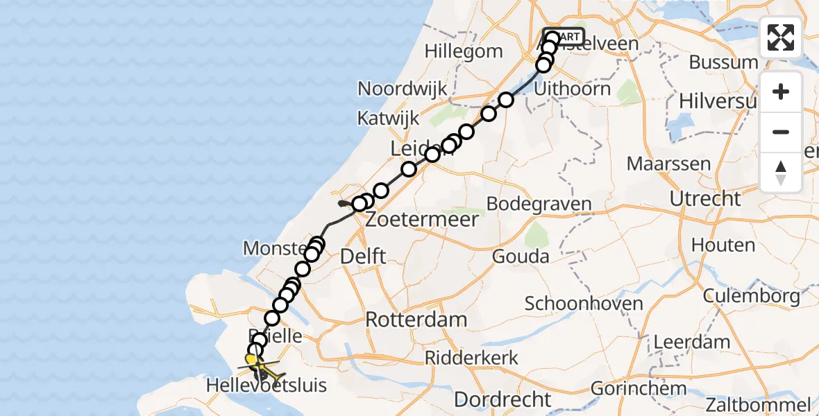 Routekaart van de vlucht: Politieheli naar Hellevoetsluis, Ceintuurbaan