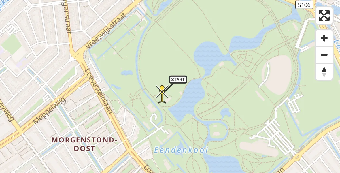 Routekaart van de vlucht: Politieheli naar Den Haag, Henriëtte Roland Holstweg