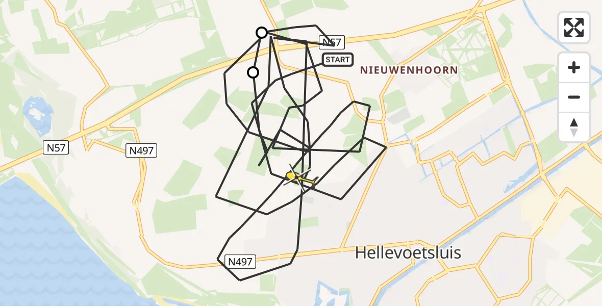 Routekaart van de vlucht: Politiehelikopter naar Hellevoetsluis, Hoofdwatering