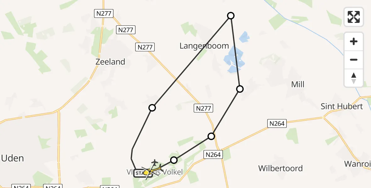 Routekaart van de vlucht: Lifeliner 3 naar Vliegbasis Volkel, zeelandsedijk