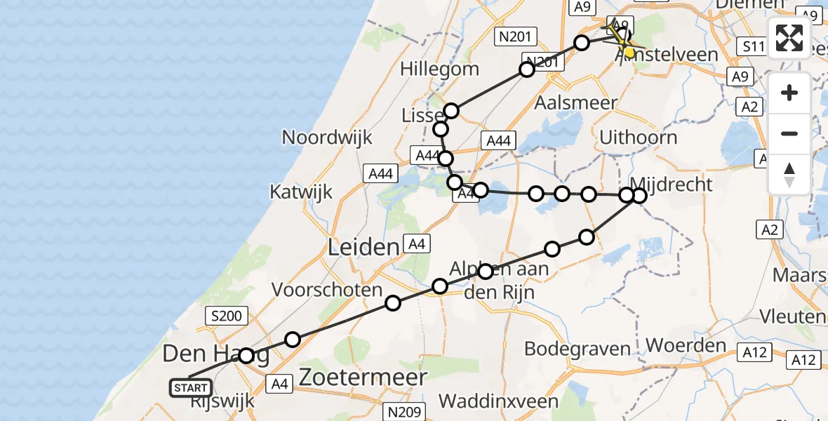 Routekaart van de vlucht: Politieheli naar Schiphol, Van Hogendorpstraat