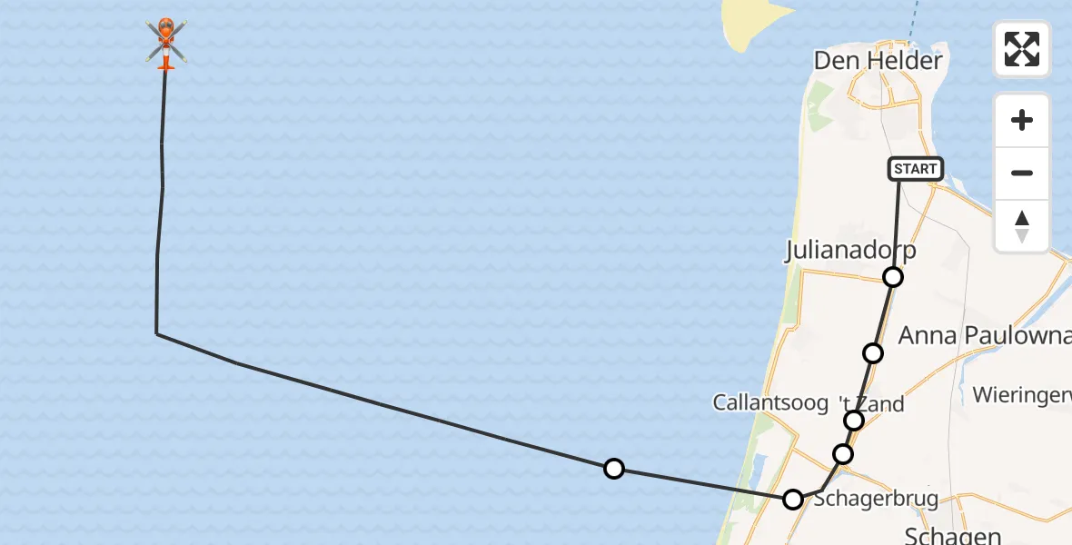 Vluchtroute Kustwachthelikopter Vliegveld De Kooy - , 16 september 2025, 13:13