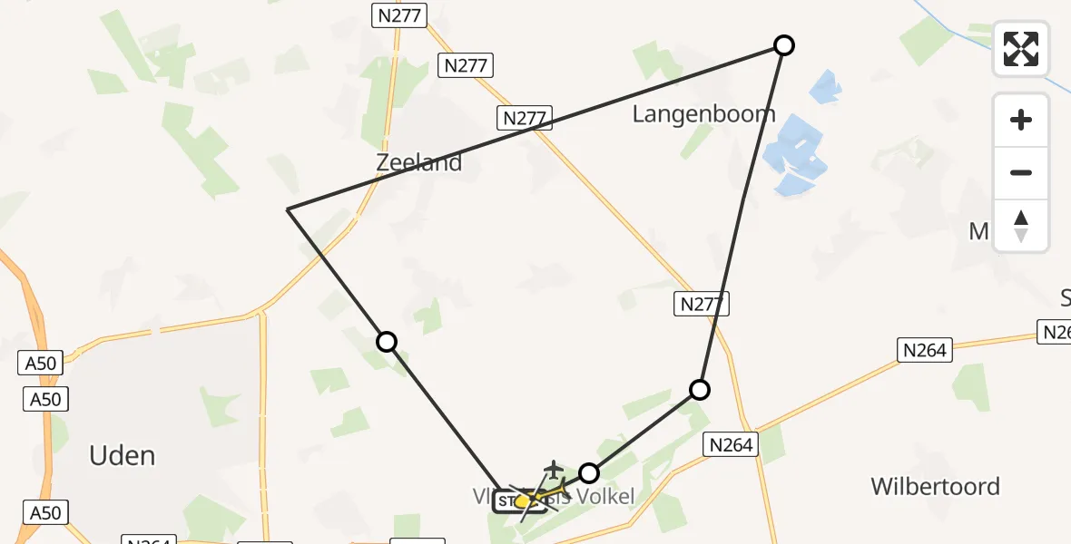Routekaart van de vlucht: Lifeliner 3 naar Vliegbasis Volkel, Lange Goorstraat
