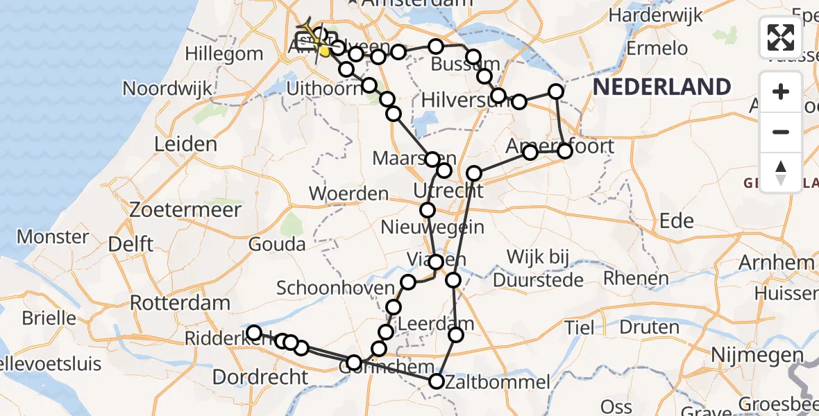 Routekaart van de vlucht: Politiehelikopter naar Schiphol, Thermiekstraat