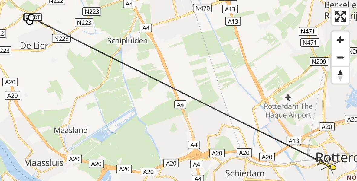 Routekaart van de vlucht: Lifeliner 2 naar Rotterdam, Hennewierstraat