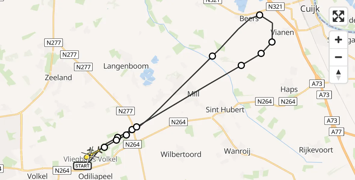 Routekaart van de vlucht: Lifeliner 3 naar Vliegbasis Volkel, Nieuwedijk
