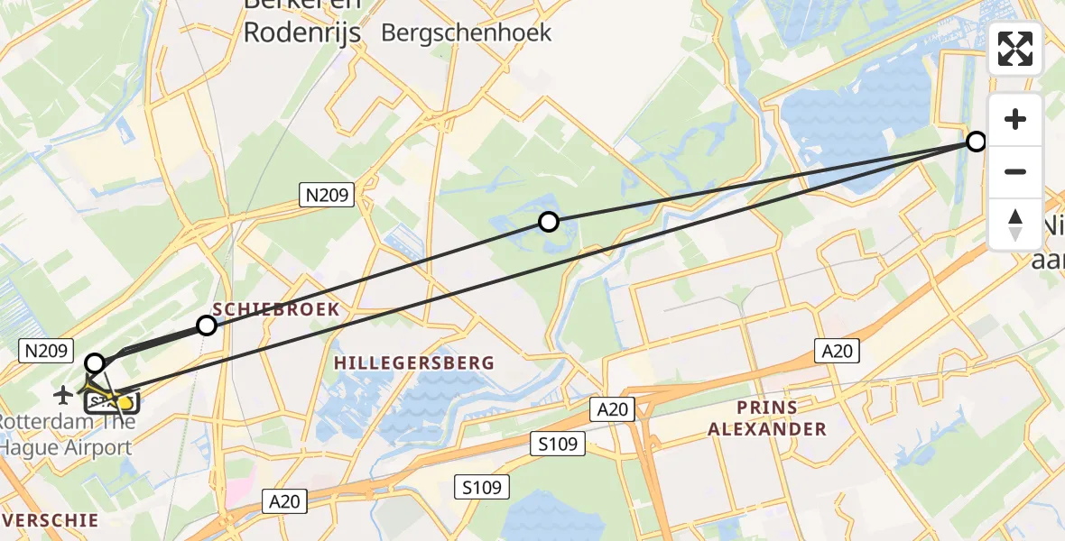 Routekaart van de vlucht: Lifeliner 2 naar Rotterdam The Hague Airport, Teugeweg