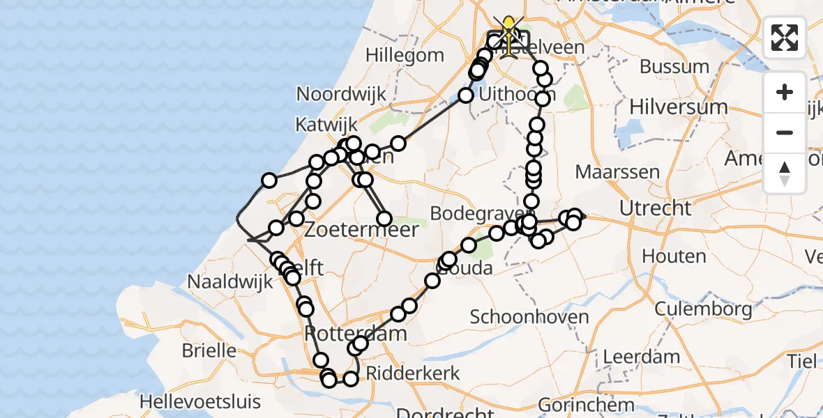 Vluchtroute Politiehelikopter van Schiphol naar Schiphol