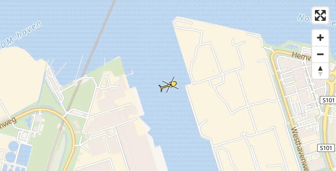 Routekaart van de vlucht: Lifeliner 1 naar Amsterdam Heliport