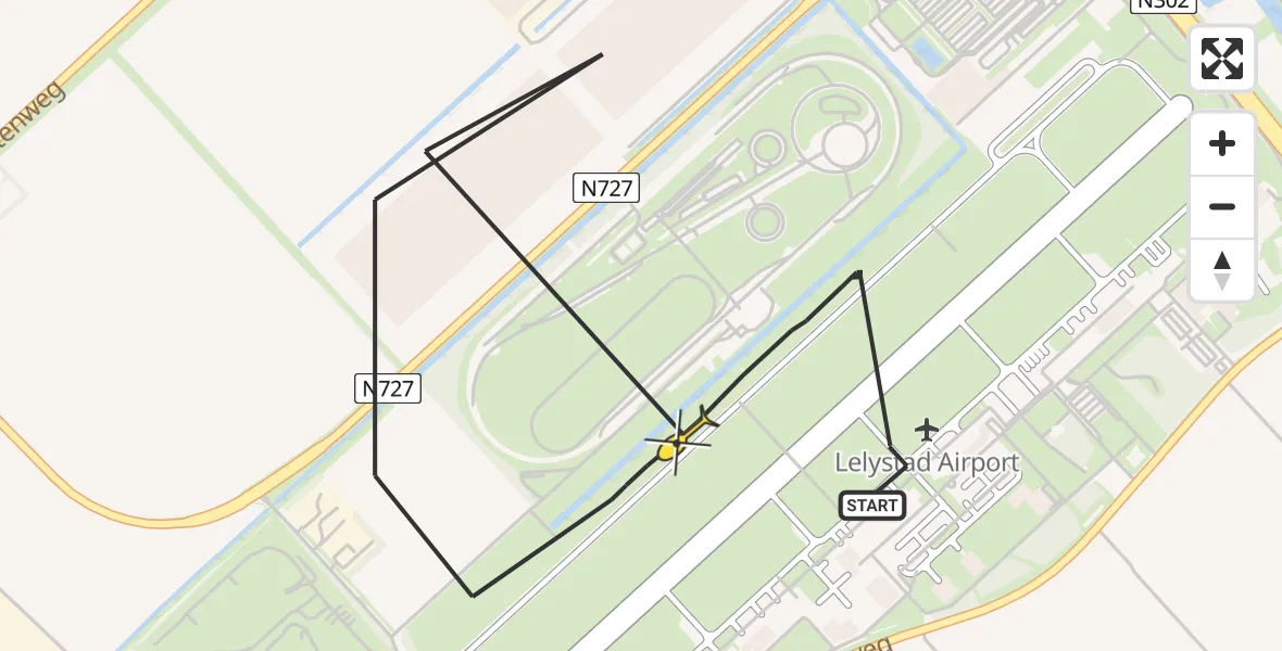 Routekaart van de vlucht: Traumahelikopter naar Lelystad Airport, Emoeweg