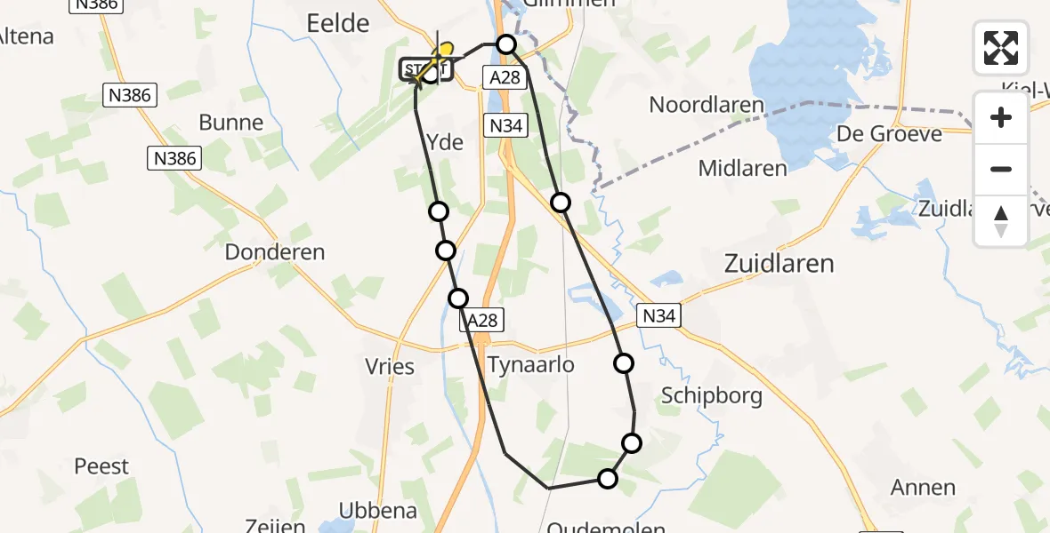Routekaart van de vlucht: Lifeliner 4 naar Groningen Airport Eelde, Breukenweg