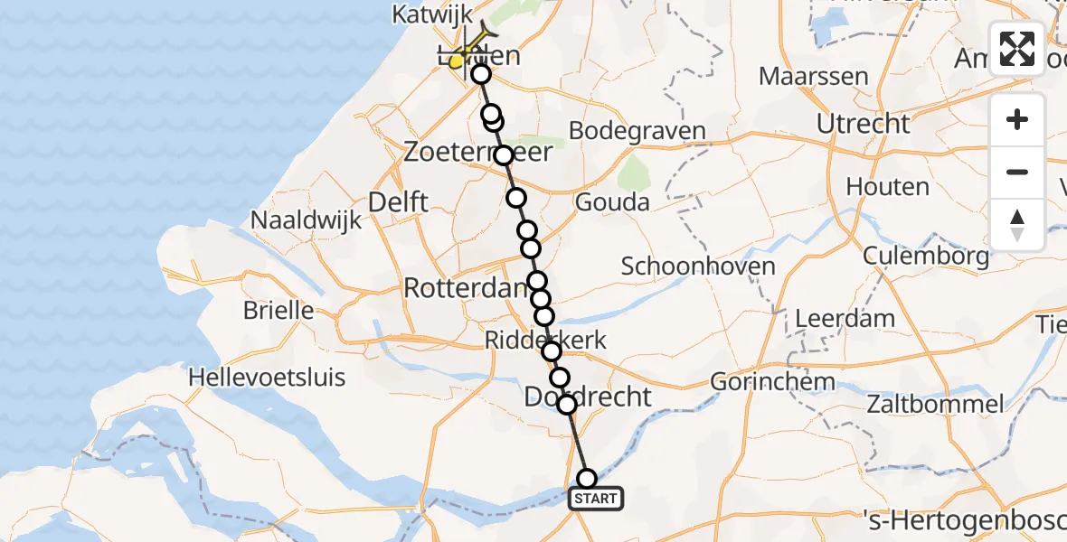 Routekaart van de vlucht: Lifeliner 2 naar Leiden, Buitendijk