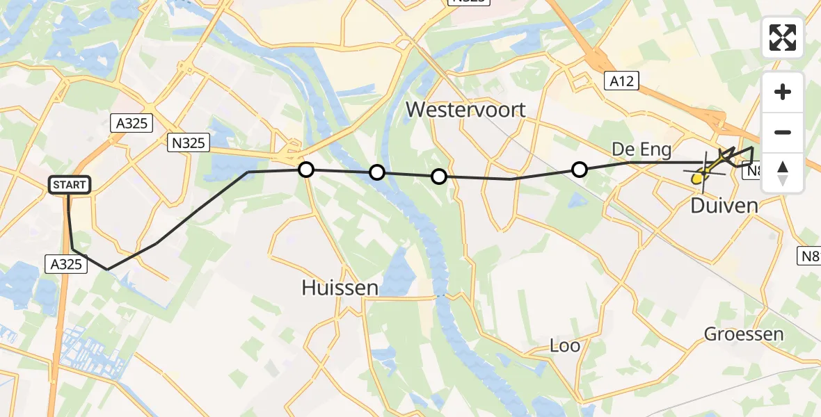 Routekaart van de vlucht: Lifeliner 3 naar Duiven, Hendrik Pieter Marchantstraat