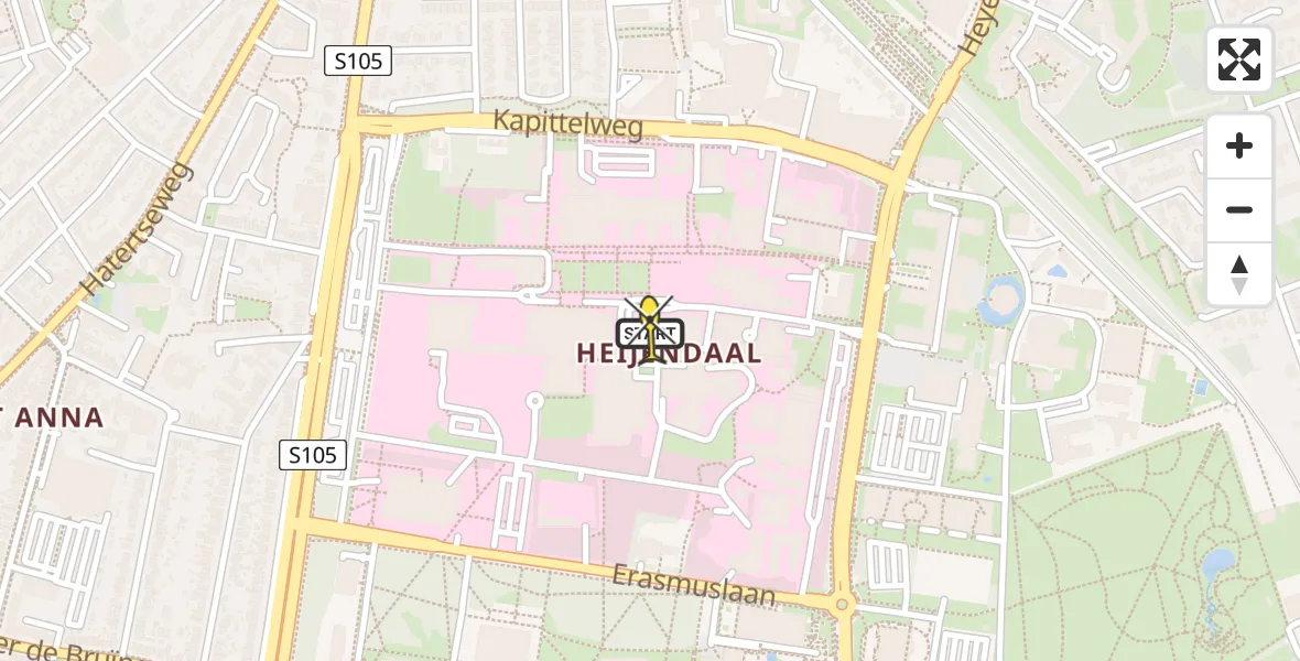 Routekaart van de vlucht: Lifeliner 3 naar Radboud Universitair Medisch Centrum, Geert Grooteplein Zuid