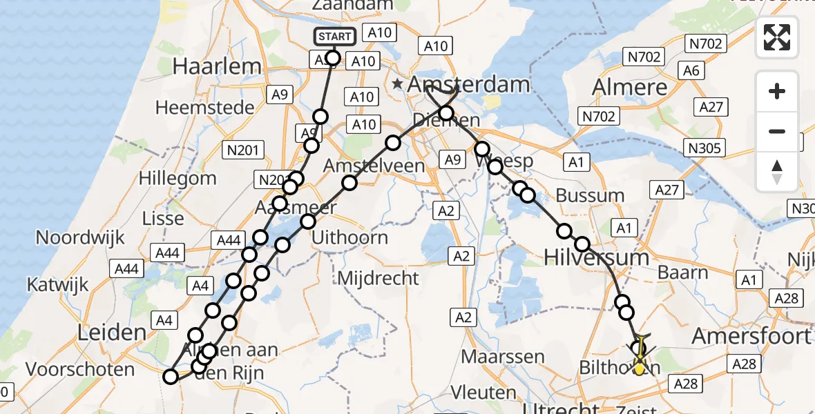 Routekaart van de vlucht: Lifeliner 1 naar Den Dolder, Hornweg