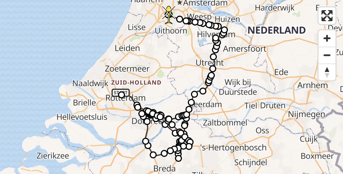 Routekaart van de vlucht: Politieheli naar Schiphol, Achterdijk