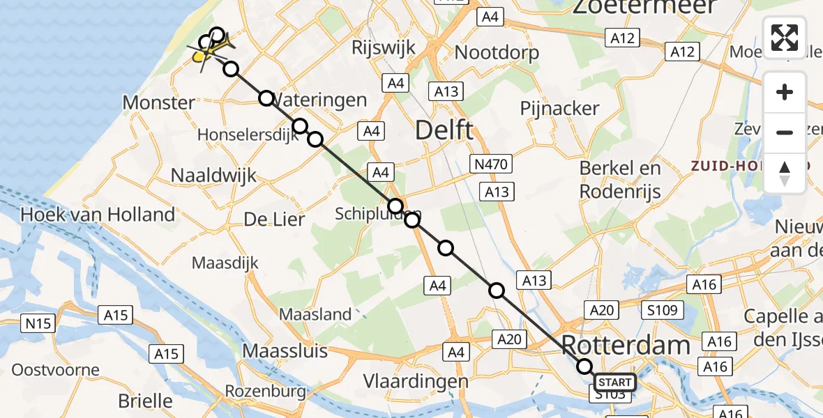 Routekaart van de vlucht: Lifeliner 2 naar Den Haag, Lieve Verschuierstraat