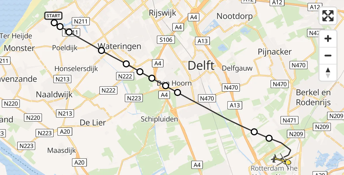 Routekaart van de vlucht: Lifeliner 2 naar Rotterdam The Hague Airport, Oorberlaan