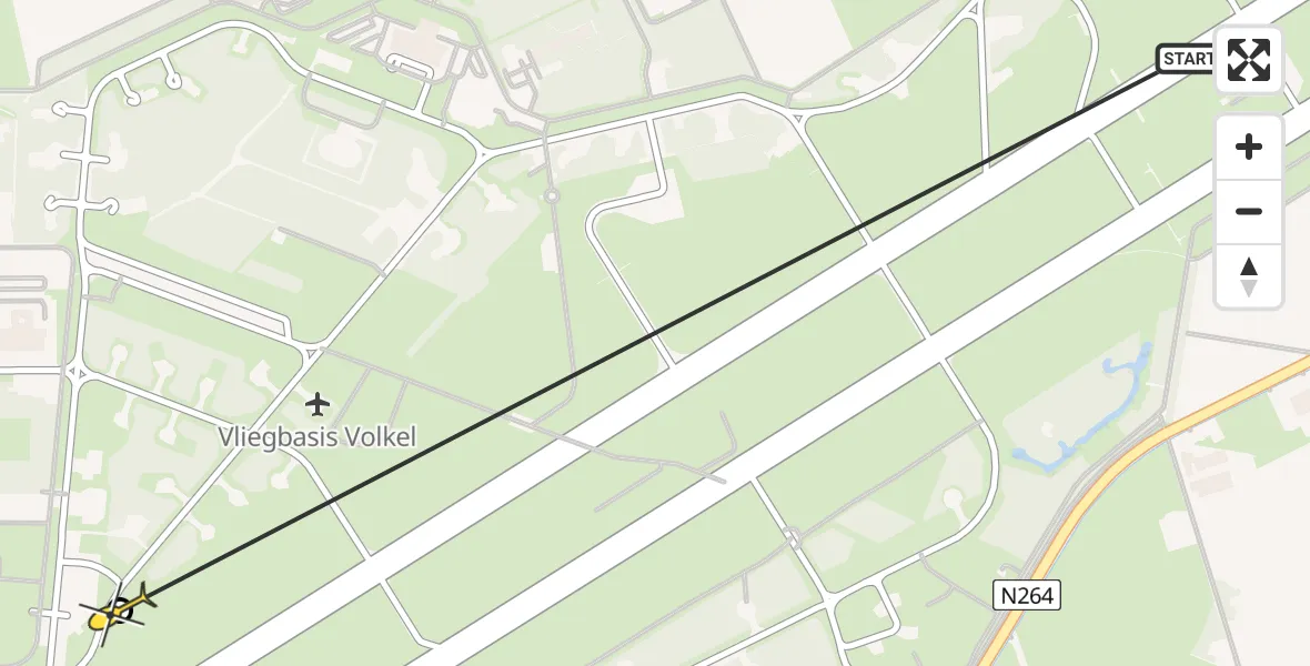 Routekaart van de vlucht: Lifeliner 3 naar Vliegbasis Volkel, Zeelandsedijk