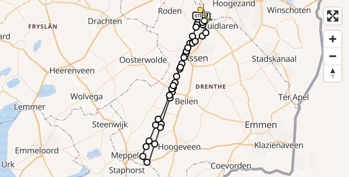 Routekaart van de vlucht: Lifeliner 4 naar Eelde, Moespot