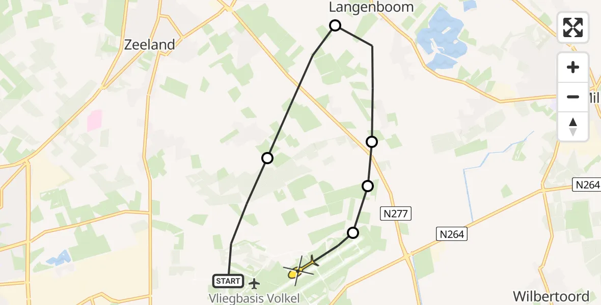Routekaart van de vlucht: Lifeliner 3 naar Vliegbasis Volkel, Millsebaan