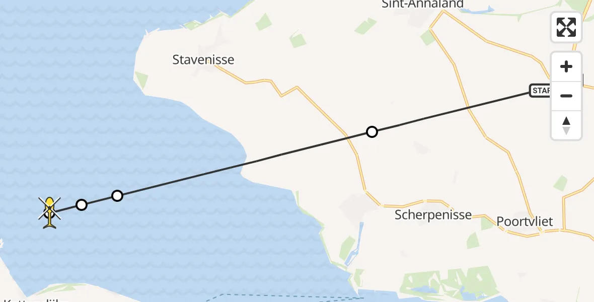 Routekaart van de vlucht: Politieheli naar Kats, Huig van Mallandweg