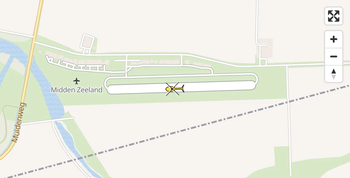 Routekaart van de vlucht: Politiehelikopter naar Vliegveld Midden-Zeeland