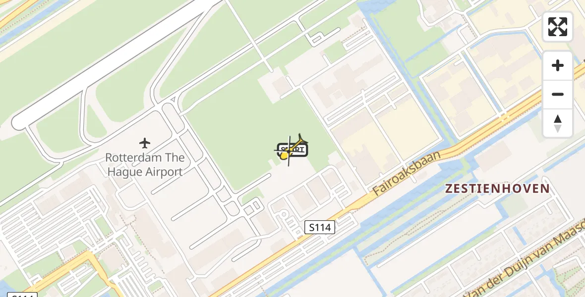 Routekaart van de vlucht: Politieheli naar Rotterdam The Hague Airport, Brandenburgbaan