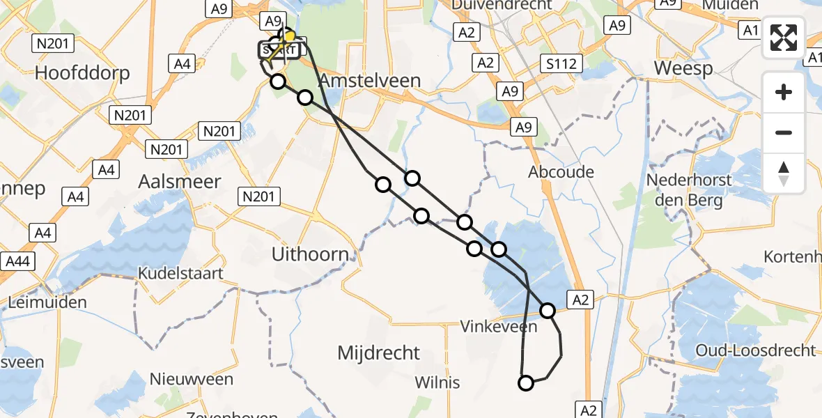 Routekaart van de vlucht: Politieheli naar Schiphol, Kemajoranstraat