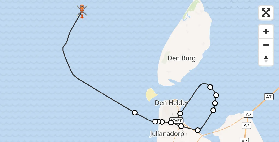 Vluchtroute Kustwachthelikopter Vliegveld De Kooy - , 17 september 2025, 12:19