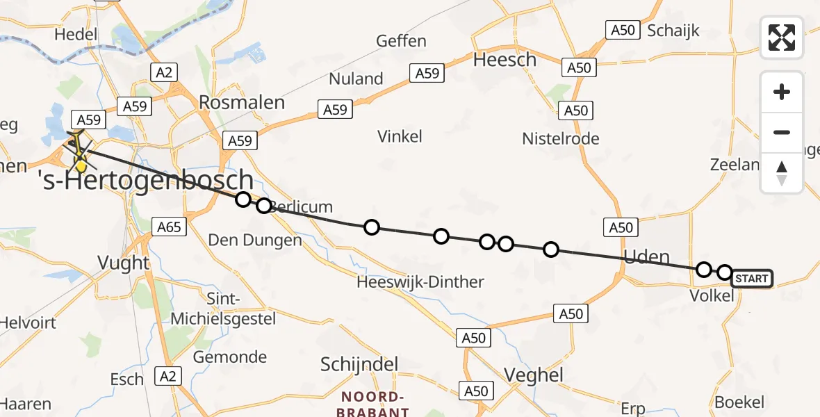 Routekaart van de vlucht: Lifeliner 3 naar 's-Hertogenbosch, Looierstraat