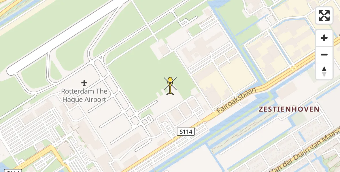 Routekaart van de vlucht: Politiehelikopter naar Rotterdam The Hague Airport