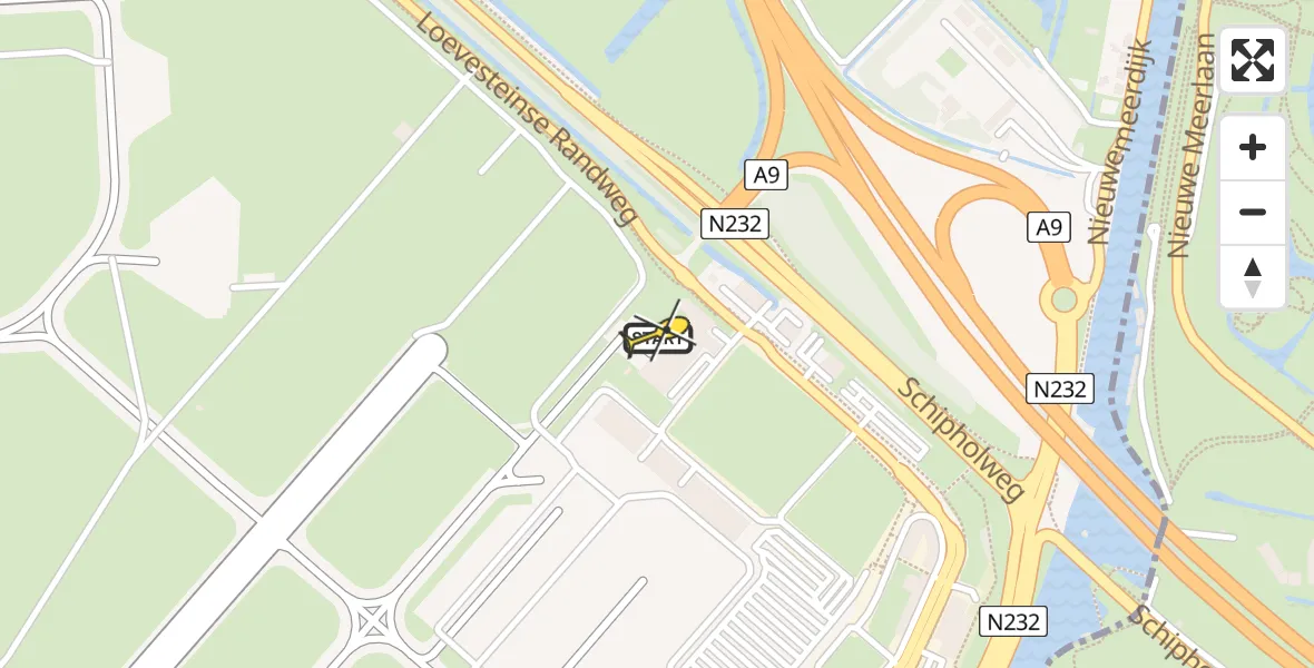 Vluchtroute Politiehelikopter van Schiphol naar Schiphol