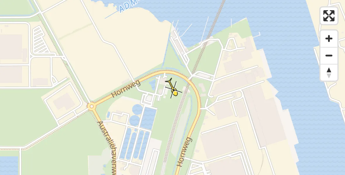 Routekaart van de vlucht: Lifeliner 1 naar Amsterdam Heliport