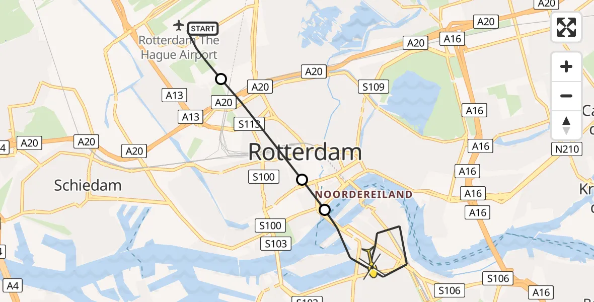 Routekaart van de vlucht: Lifeliner 2 naar Rotterdam, Terletpad