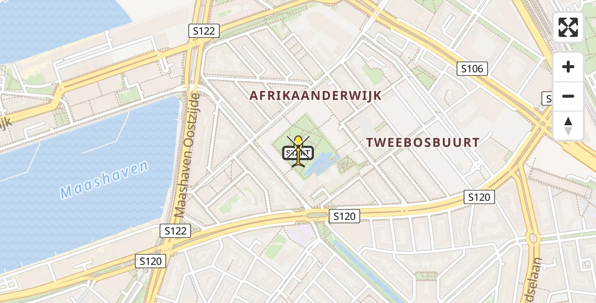 Routekaart van de vlucht: Lifeliner 2 naar Rotterdam, Afrikaanderpark