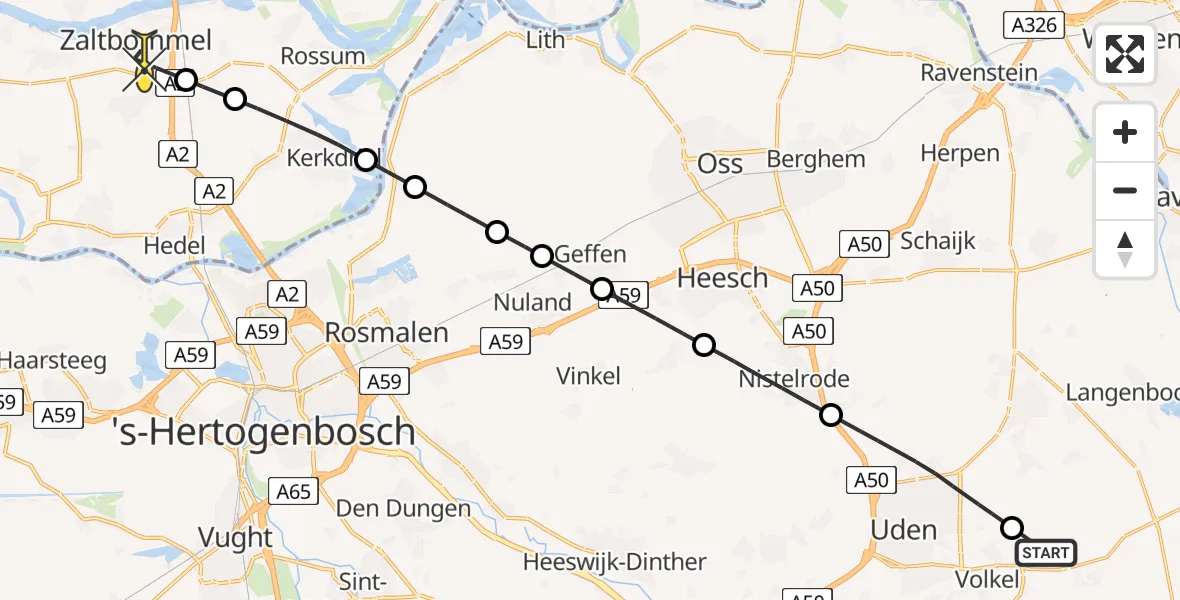Routekaart van de vlucht: Lifeliner 3 naar Zaltbommel, Bovenstraat