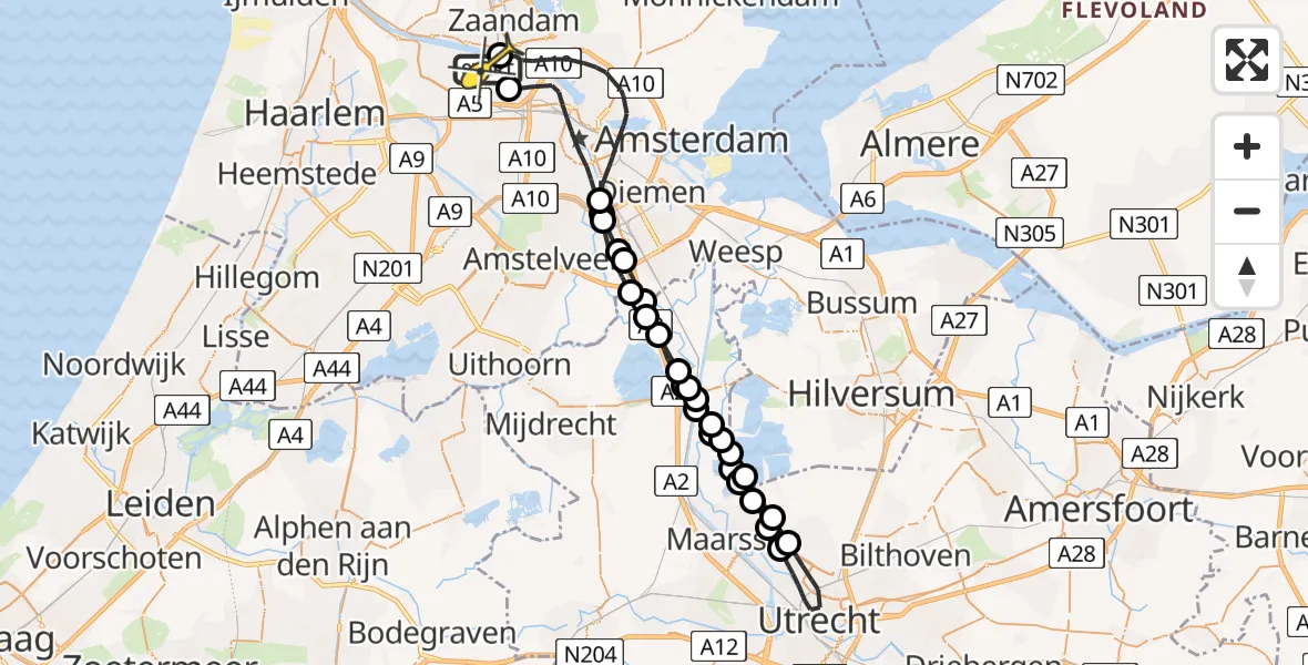 Routekaart van de vlucht: Lifeliner 1 naar Amsterdam Heliport, Bosporushaven