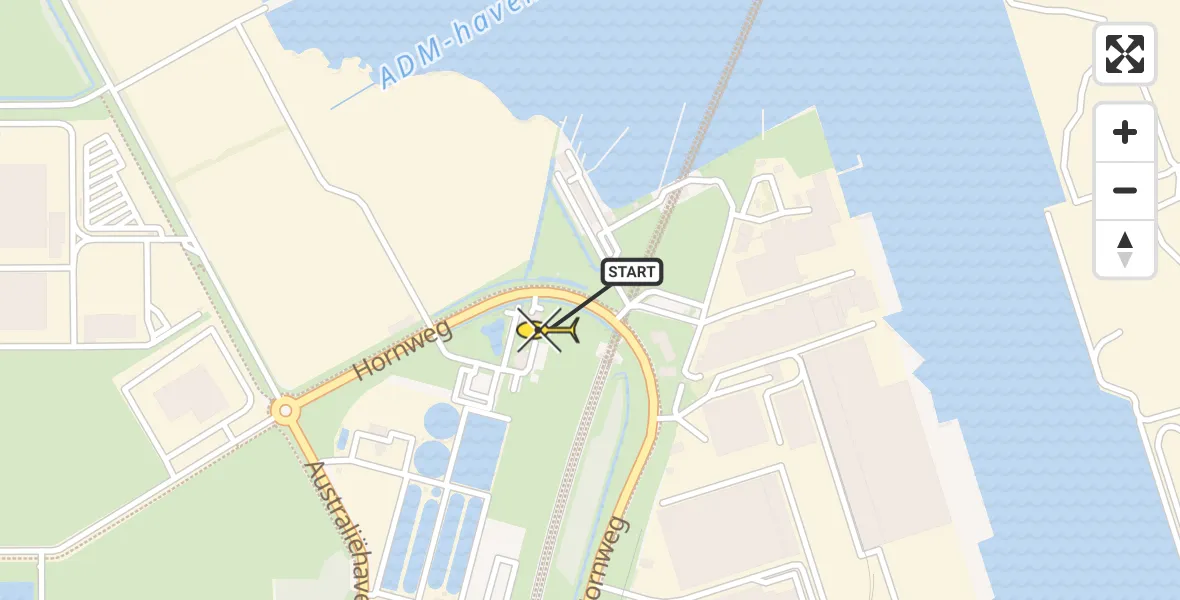 Routekaart van de vlucht: Lifeliner 1 naar Amsterdam Heliport, Hornweg