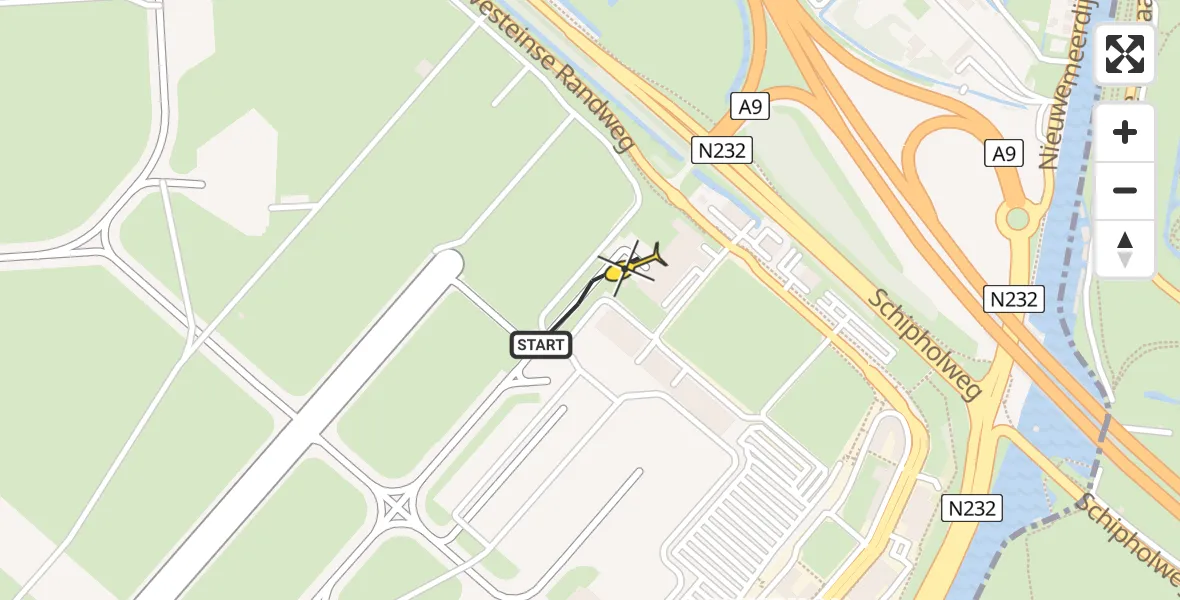 Routekaart van de vlucht: Politieheli naar Schiphol, Thermiekstraat