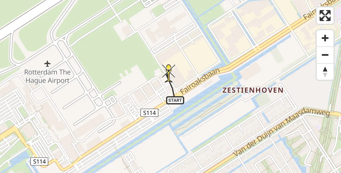 Routekaart van de vlucht: Lifeliner 2 naar Rotterdam The Hague Airport, Brandenburgbaan