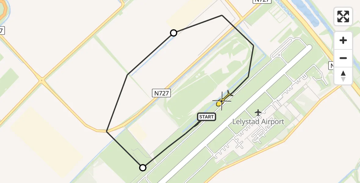 Routekaart van de vlucht: Traumahelikopter naar Lelystad Airport, Talingweg