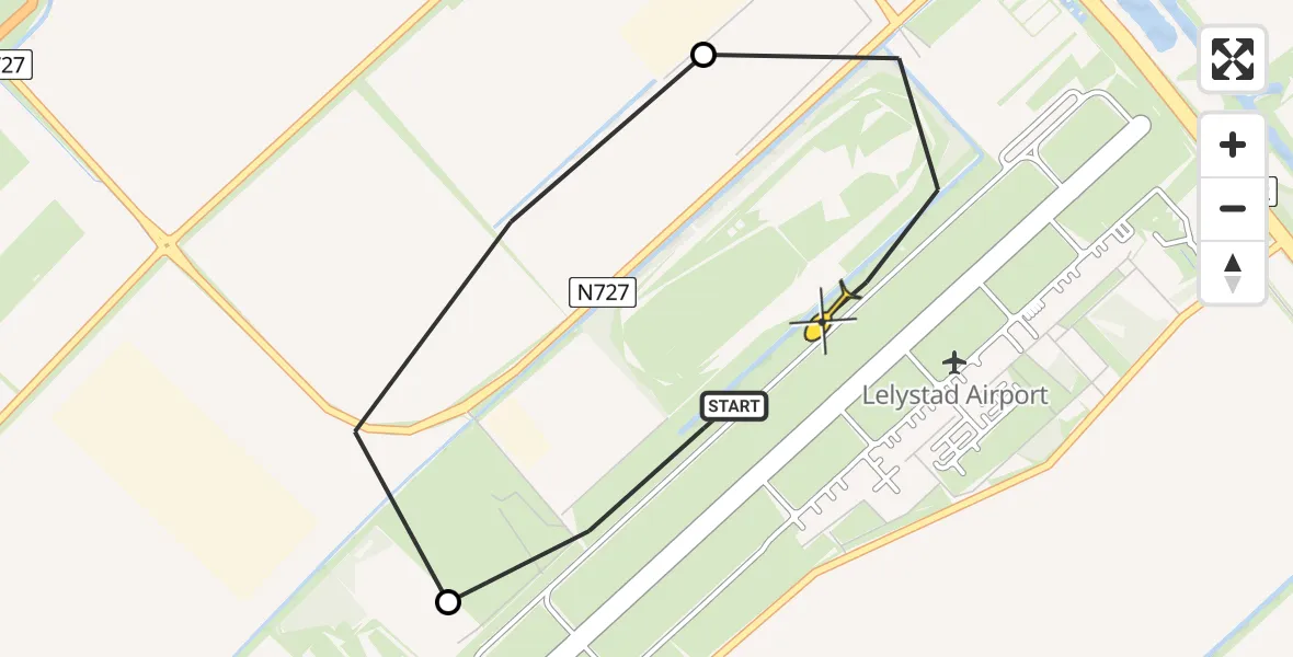 Routekaart van de vlucht: Traumahelikopter naar Lelystad Airport, Talingweg