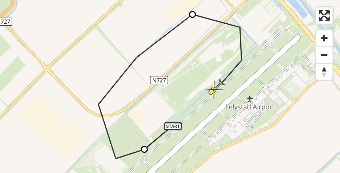 Routekaart van de vlucht: Traumahelikopter naar Lelystad Airport, Anthony Fokkerweg