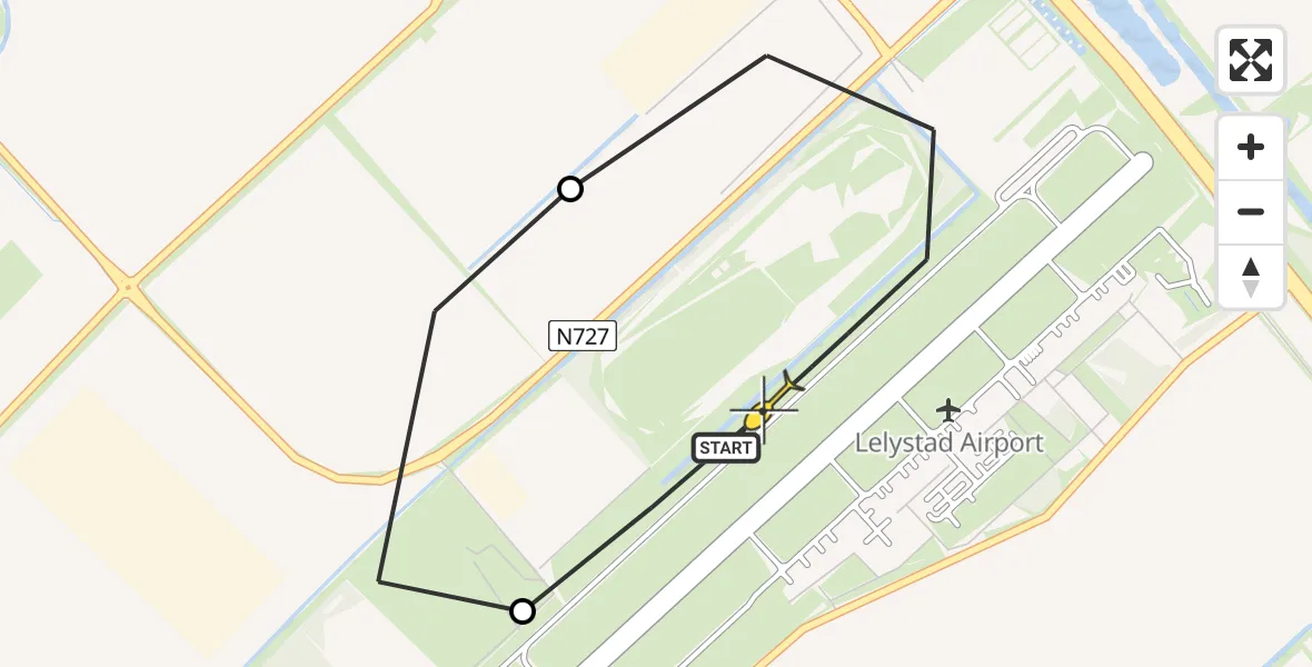 Routekaart van de vlucht: Traumahelikopter naar Lelystad Airport, Talingweg