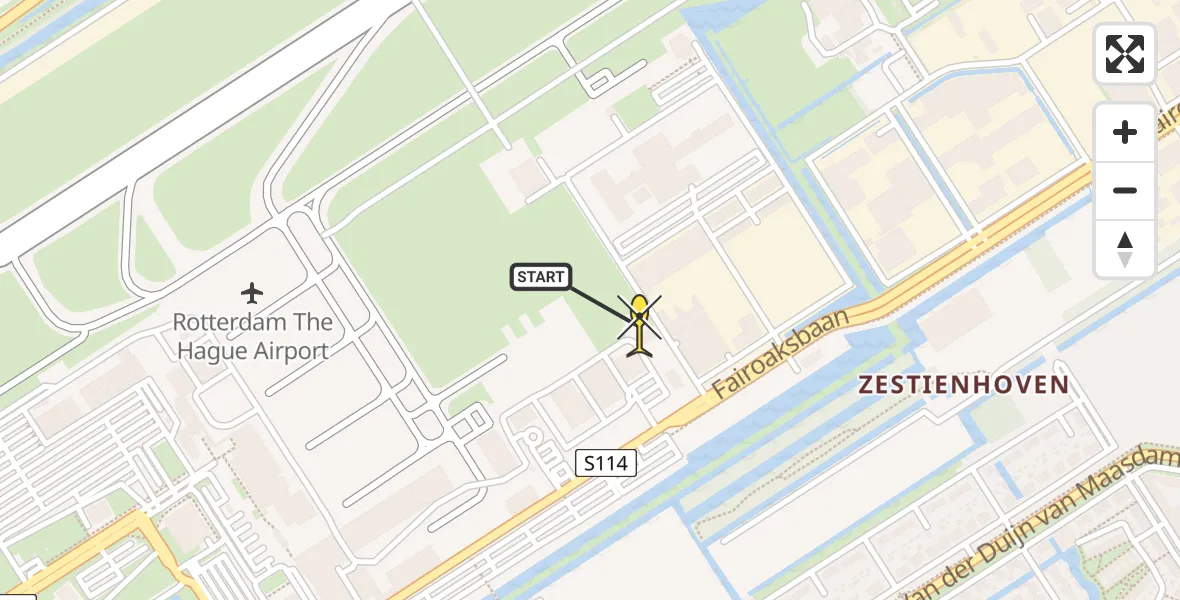 Routekaart van de vlucht: Lifeliner 2 naar Rotterdam The Hague Airport, Brandenburgbaan