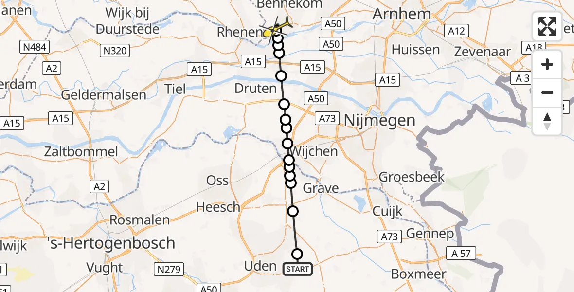 Routekaart van de vlucht: Lifeliner 3 naar Wageningen, Houtvennen