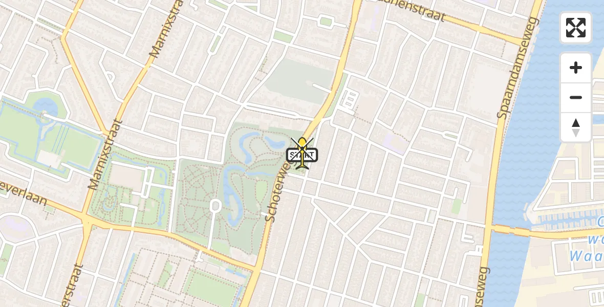 Routekaart van de vlucht: Lifeliner 1 naar Haarlem, Schoterweg